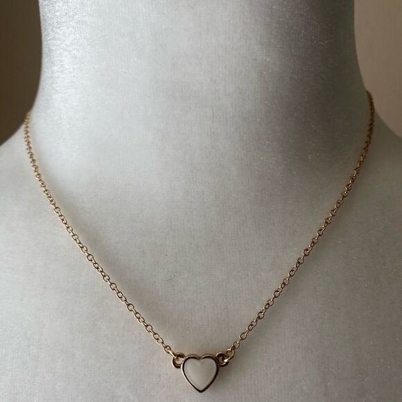 Kate Spade White Enamel Heart Necklace - Picture 1 of 3